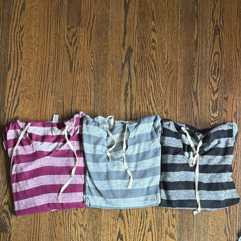 Striped Hooded Long Sleeve Top with glitter